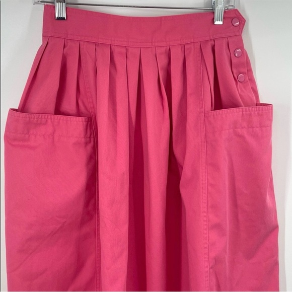 Vintage 80s 90s Bayou Club Coral Pink Pleated Midi Skirt Size 12 Made in Taiwan - Picture 4 of 6
